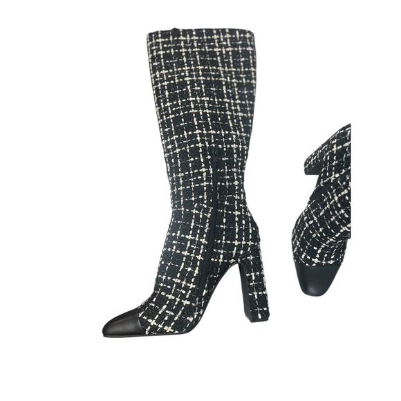 NWOB Steve Madden Ally-C Cap Toe Tall Boots In Black & White Size 8 M - Picture 7 of 10